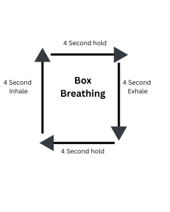How to Reduce Stress: 5 Habits Proven to Improve Quality of Life Image explaining how breathing can reduce stress. An image explaining how to do box breathing ; deep breathing.
